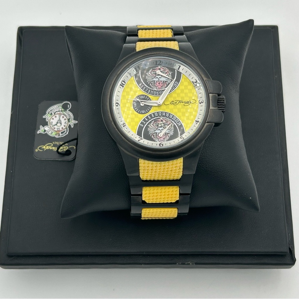 Ed Hardy Speeder Yellow Tiger Watch